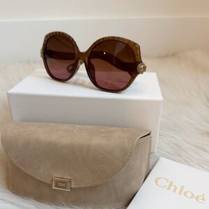 Chloe oversized brown seashell sunglasses full set